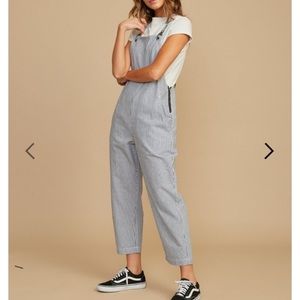 RVCA railroad stripe overalls